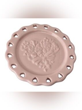 NIB Longaberger Sweetest Heart Candle Plate, Pink